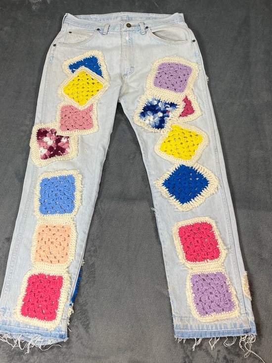 Wrangler Other - Wrangler Handcrafted Crochet Patch Light Wash Men's Jeans - Multicolor